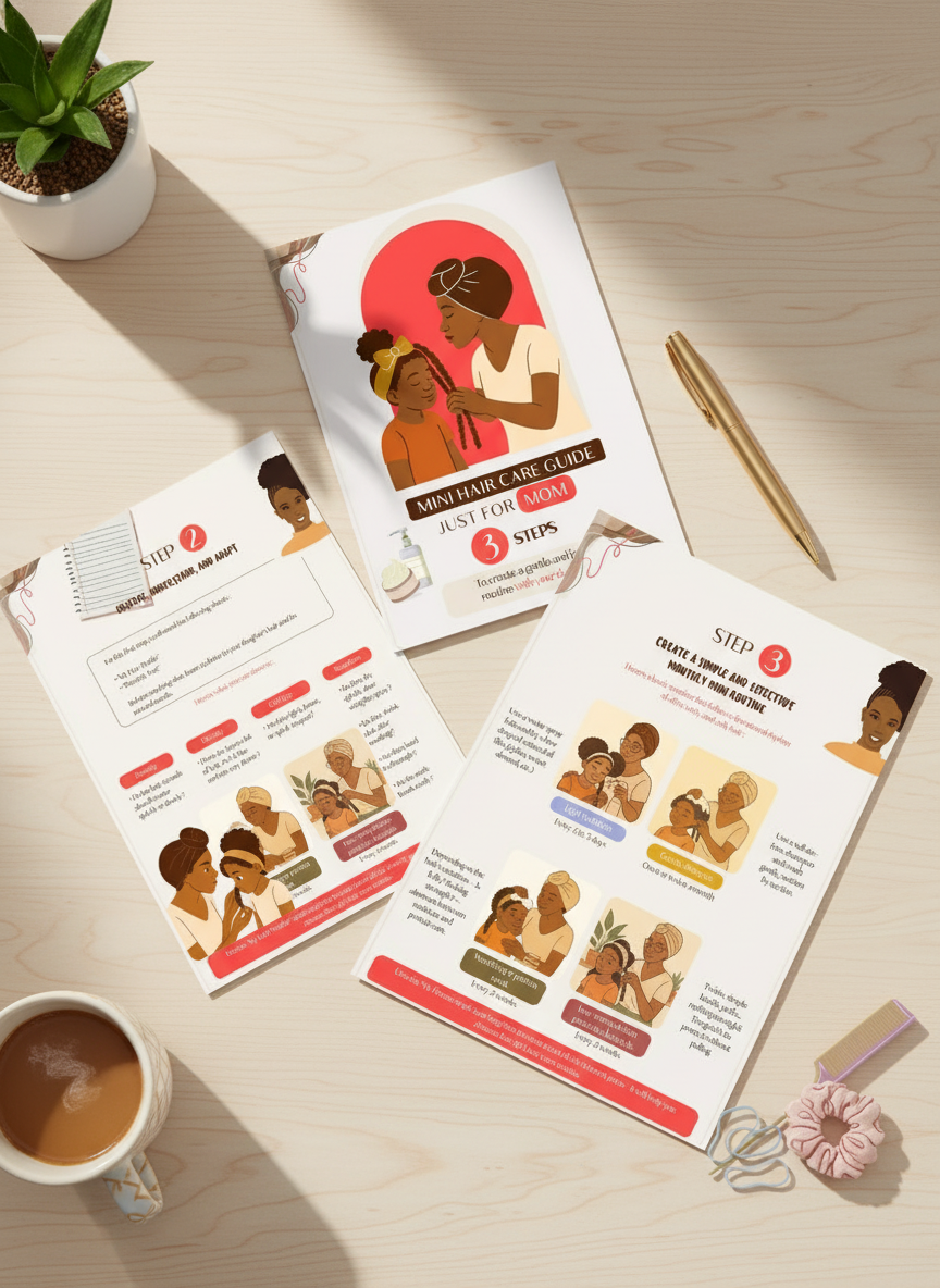 Mockup Mini Hair Care Guide en éventail sur bureau